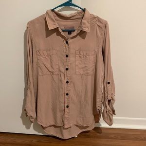 Womens Medium Button Up Long sleeve; Color is taupe/beige pink. Only worn once